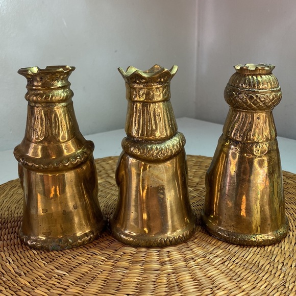 Vintage Lot of 3 Ornate Brass Metal Three Kings Wisemen Candle Holders Figural - Picture 3 of 9